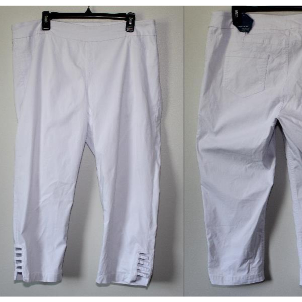 NWT Soft Surroundings Super Stretch Lattice Capri Pull On Pants Wht Plus Size 1X - Picture 12 of 13
